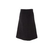 Zwarte Tweed Midi Rok Balenciaga , Black , Dames