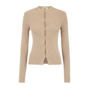 Beige Cardigan met Cut-Out Motif en FF Detail Fendi , Beige , Dames