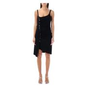 Zwarte Gedrapeerde Mini Jurk Paco Rabanne , Black , Dames