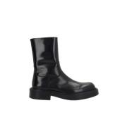 Zwarte Geborsteld Leren Laarzen Salvatore Ferragamo , Black , Heren