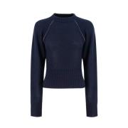 Verfijnde Cashmere Crewneck Shirt Fabiana Filippi , Blue , Dames