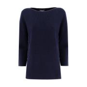 Moderne Bootnek Wol en Katoenen Shirt Fabiana Filippi , Blue , Dames