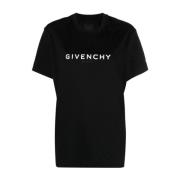 Zwart Logo Print Katoenen T-shirt Givenchy , Black , Dames