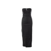 Zwarte Strapless Leren Jurk Drome , Black , Dames