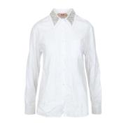 Katoenen overhemd met strass kraag N21 , White , Dames