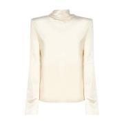 Katoen Elastaan Top Saint Laurent , Beige , Dames