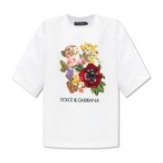 T-shirt met bloemenmotief Dolce & Gabbana , White , Dames