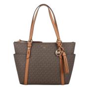 Bruin/ Logo Ritssluiting Tote Tas Michael Kors , Brown , Dames