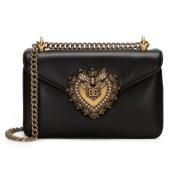 Zwarte Leren Crossbody Tas met Goudkleurige Hardware Dolce & Gabbana ,...