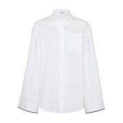 Stretch Poplin Overhemd Brunello Cucinelli , White , Dames