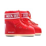 Rode nylon sneeuwlaarzen met warme voering Moon Boot , Red , Dames