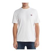 Regeneratief Katoenen Badge T-Shirt Tommy Jeans , White , Heren