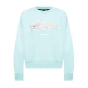 Sweatshirt met logo Palm Angels , Blue , Heren