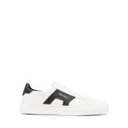 Witte leren low-top sneakers met dubbele gesp Santoni , White , Heren