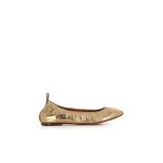 Gouden Leren Ballerina Schoenen Lanvin , Beige , Dames