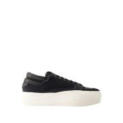 Zwarte Leren Lage Sneakers Y-3 , Black , Heren