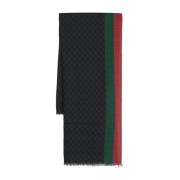 Zwarte Wollen Sjaal met Interlocking-G Logo Gucci , Black , Heren