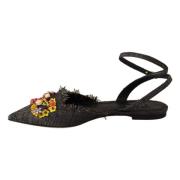 Floral Crystal verfraaide platte sandalen Dolce & Gabbana , Gray , Dam...