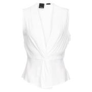 Mouwloze top van zijdeblend Pinko , White , Dames