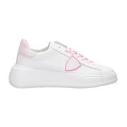 Witte+Fuchsia Sneakers met Gelamineerde Roze Vibes Philippe Model , Wh...