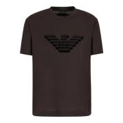 Premium Katoenen T-shirt met Logo Print Emporio Armani , Brown , Heren