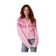 Roze Fairisle Wol Cardigan Loveshackfancy , Pink , Dames