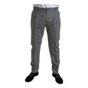 Grijze Skinny Pantalon van Wol Dolce & Gabbana , Gray , Heren
