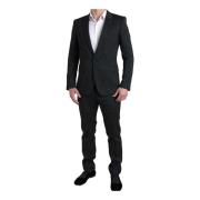 Slim Fit Zwart Pak - Martini Model Dolce & Gabbana , Black , Heren