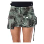 Groene Camouflage Denim Mini Rok The Attico , Green , Dames