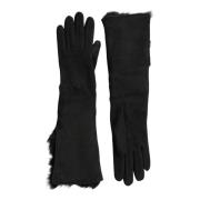 Leren Bont Handschoenen met Kasjmier Voering Dolce & Gabbana , Black ,...