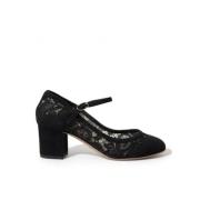 Zwarte Mary Jane Pumps met Kant Dolce & Gabbana , Black , Dames