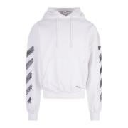 Witte Scribble Diag Hoodie Off White , White , Heren