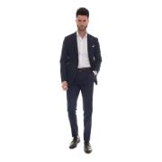 Slim Fit 2-Knoops Pak met Zijopeningen Paoloni , Blue , Heren