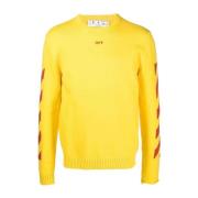 Gele Sweater met Logo Detail Off White , Yellow , Heren
