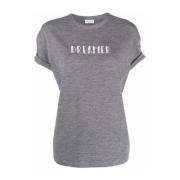 Grijze Beaded T-Shirt voor Dames Brunello Cucinelli , Gray , Dames