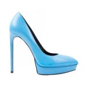 Blauwe Leren Janis Pumps voor Dames Saint Laurent , Blue , Dames