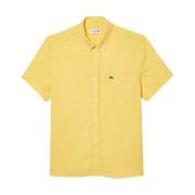 Gele Linnen Overhemd Lacoste , Yellow , Heren