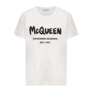Wit Oversize Katoenen T-Shirt Alexander McQueen , White , Dames