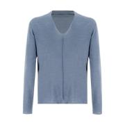 Elegante Cashmere Zijden V-Hals Trui Fabiana Filippi , Blue , Dames