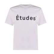 Wit Katoen Logo Print T-Shirt Études , White , Heren