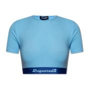 Geknipt T-shirt met logo Dsquared2 , Blue , Dames