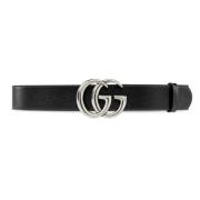 Antiek Zwart Leren Riem met Dubbele G Gesp Gucci , Black , Dames