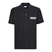 Zwart Polo Shirt met Logo Patch Alexander McQueen , Black , Heren