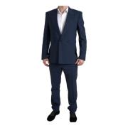 Blauw Slim Fit Pak Dolce & Gabbana , Blue , Heren