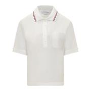 SS Polo Shirt Thom Browne , White , Dames
