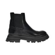 Zwarte Leren Wander Chelsea Laarzen Alexander McQueen , Black , Dames