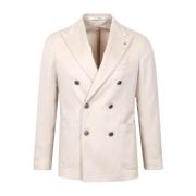 Beige Wolblend Blazer met Dubbele Rij Knopen Tagliatore , Beige , Here...