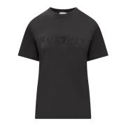 Logo Borduurwerk Tee JW Anderson , Black , Dames