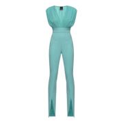 Mouwloze Gedrapeerde Jumpsuit met Hoge Taille Pinko , Green , Dames