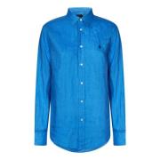 Blauwe Linnen Overhemden met Pony Borduursel Polo Ralph Lauren , Blue ...
